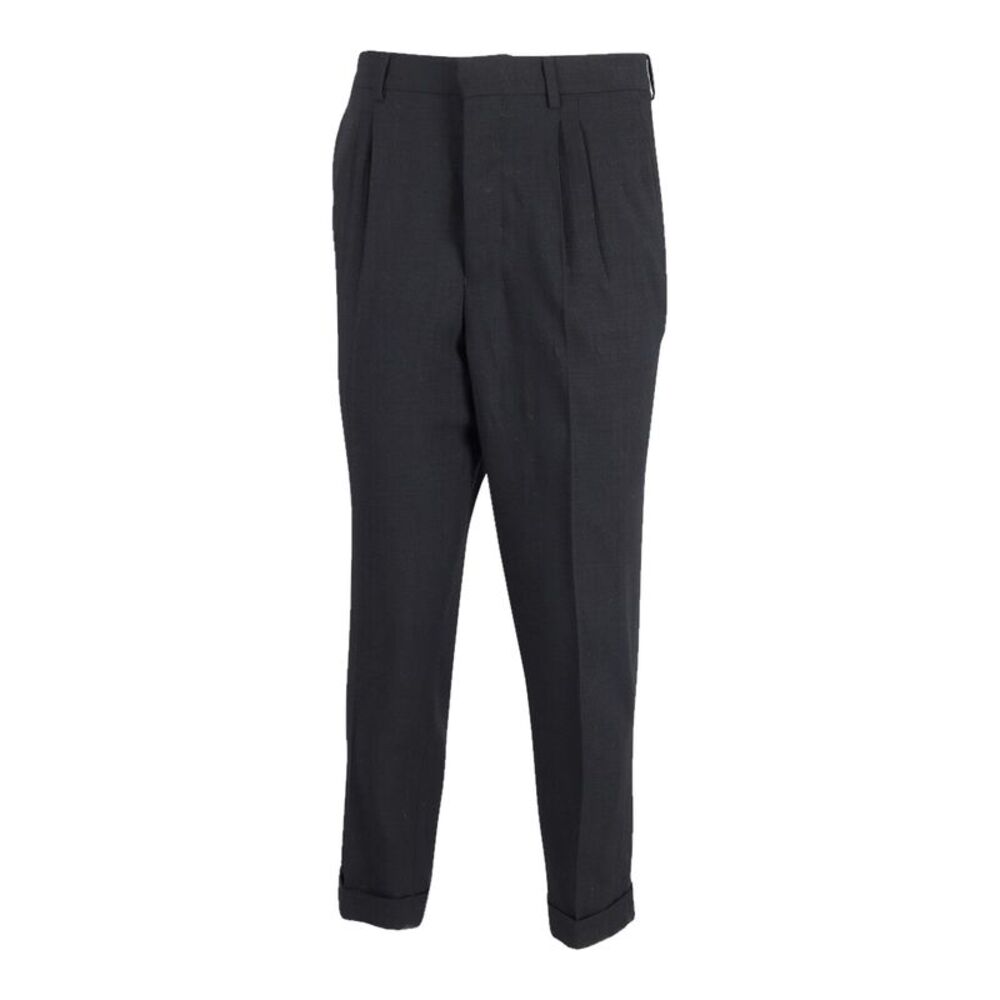Ami Paris Tailored Cuffed Hem Trousers in Black Polyester